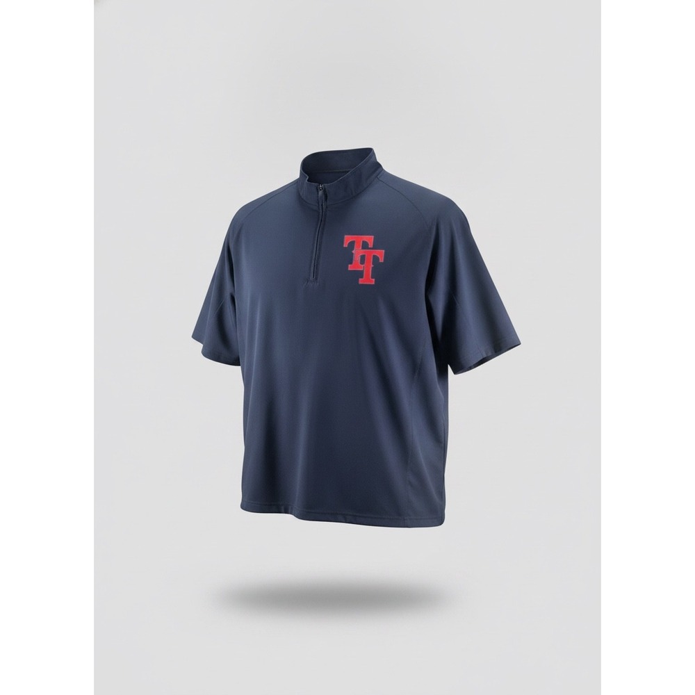Badger Sport Mens 2XL Navy Blue Quarter Zip Short Sleeve Windshirt TT Logo
